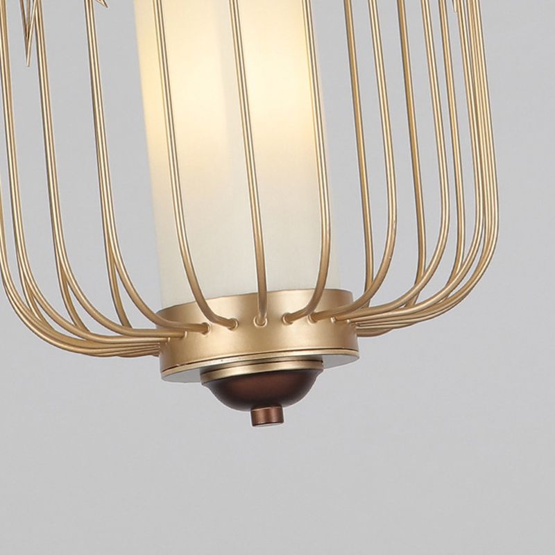 Birdcage comedor de comedor iluminación clásica metal elegante 2 luces 2 luces doradas luz de techo colgante