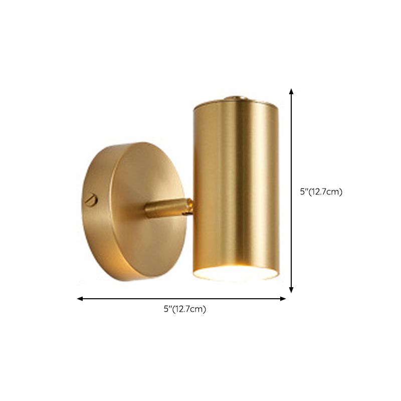 Modern Metal Wall Sconce Cylinder Shape Vanity Lamp with Copper Shade for Bathroom