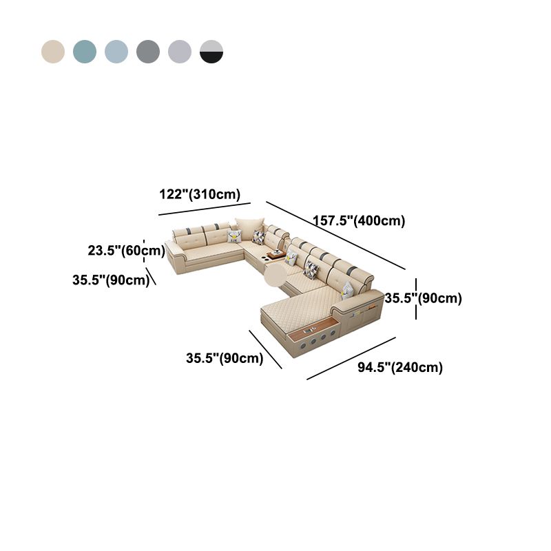 Modern Faux Leather Sofa Stain-Resistant Pillow Top Arm Furniture Sectionals