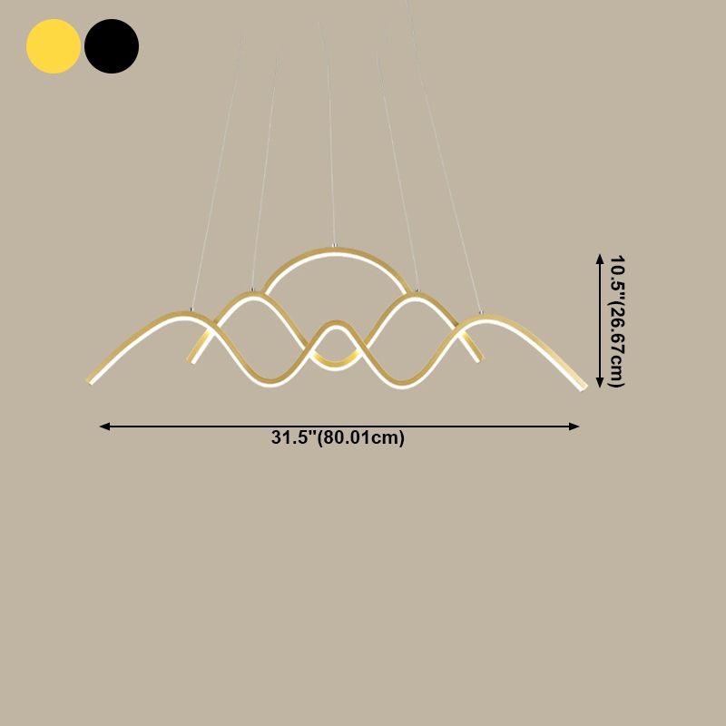 3 Light LED Linear Ceiling Chandelier Postmodern Dining Room Pendant Light