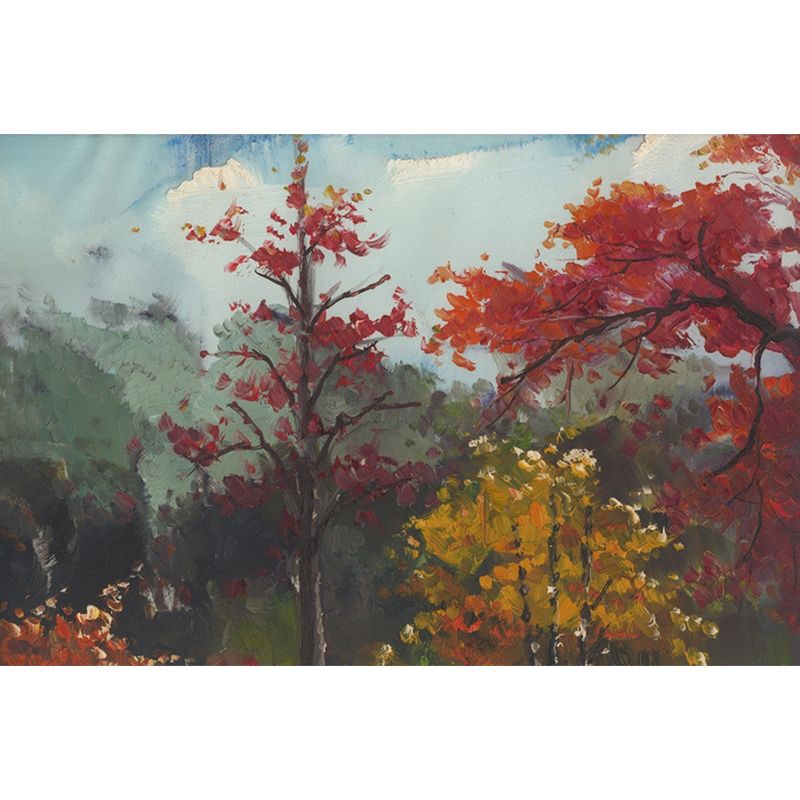 Classic Fall Trees Wallpaper Murals Non-Woven Waterproof Red-Yellow-Green Wall Decor for Home