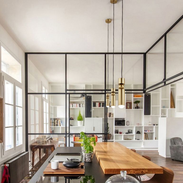 Cylindrical Metal Hanging Pendant Light Modern Style Ceiling Downlight Pendant Light for Dinning Room