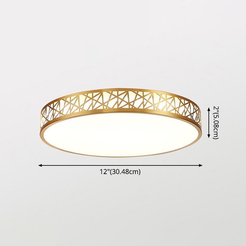 Brass Geometric Shaped Ceiling Light Minimalist Acrylic LED Flushmount with Nest Design