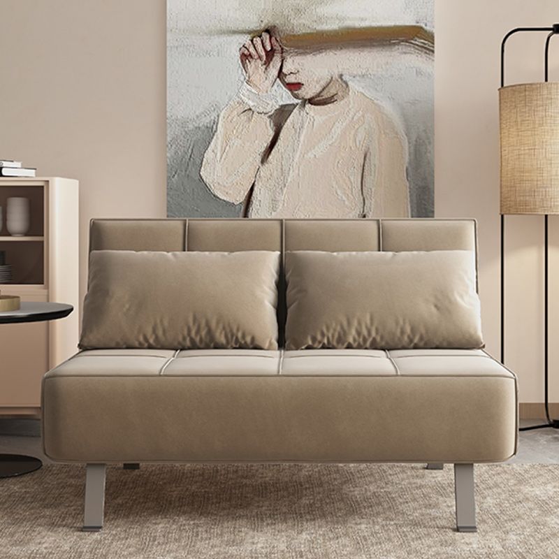 Glam Cushion Back Sleeper Sofa Solid Color Armless Sofa Bed with Pillows