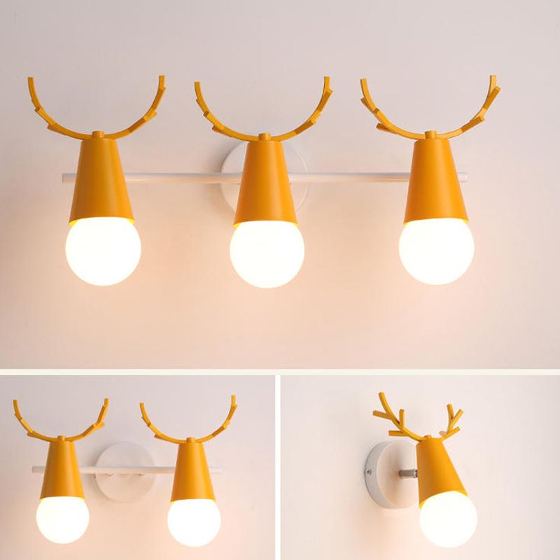 Nordic Style Iron Wall Light Colorful Antler Shape Wall Lamp for Bedroom