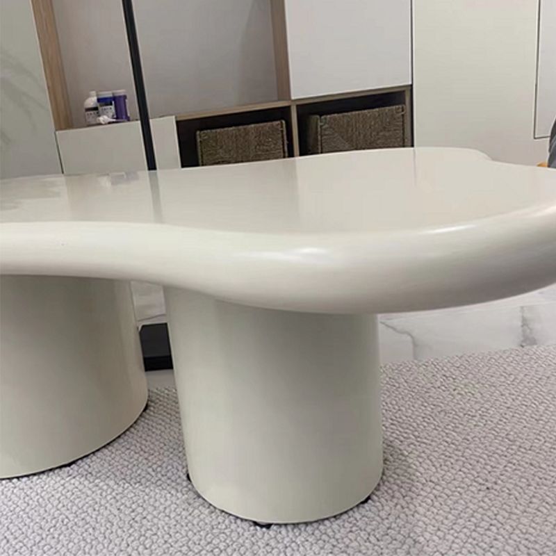 White Scandinavian Wood Coffee Table 2 Legs Irregular Cocktail Table