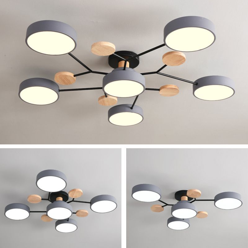 Lampe LED Macaron ronde multicolore avec abat-jour en acrylique pour salon