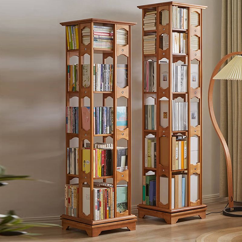 Modern Style Open Back Bookshelf Standard Solid Wood Bookcase with Shelves