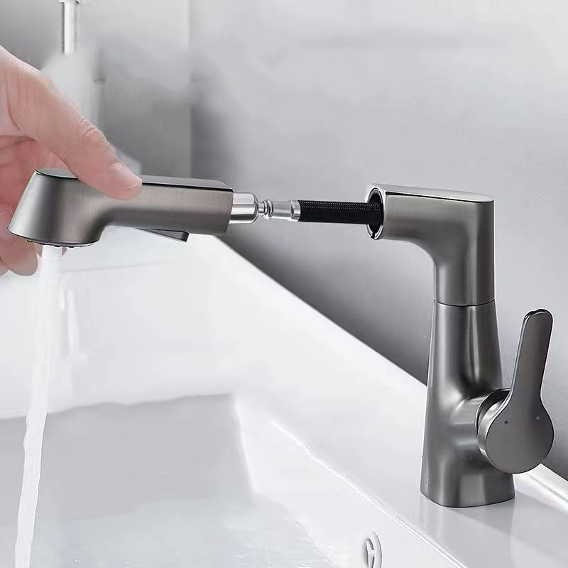 Modern Faucet 1-Handle and 1-Hole Copper with Pull out Sprayer Faucet