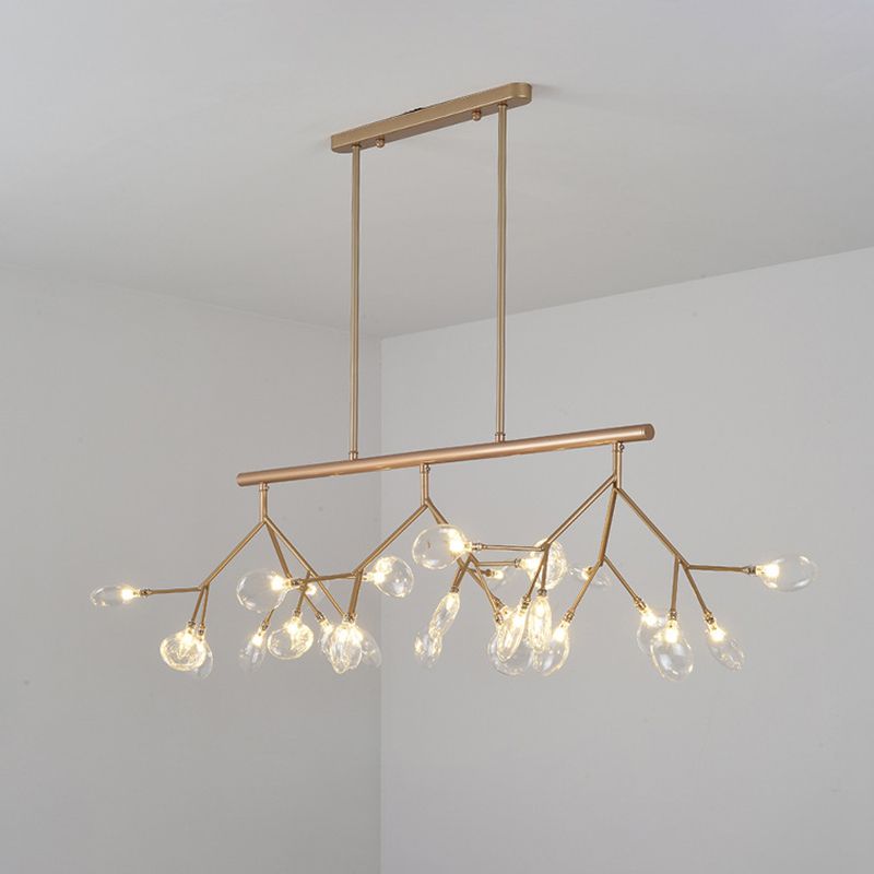 Postmodern Bubble Chandelier Lamp Clear Glass 27 Heads Dining Room Hanging Light Kit in Black/Gold