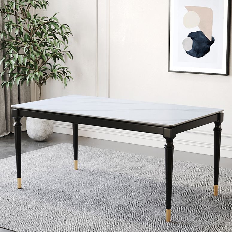 Stone Dining Site Table Industrial Style 4 Legs Dining Table for Kitchen Home