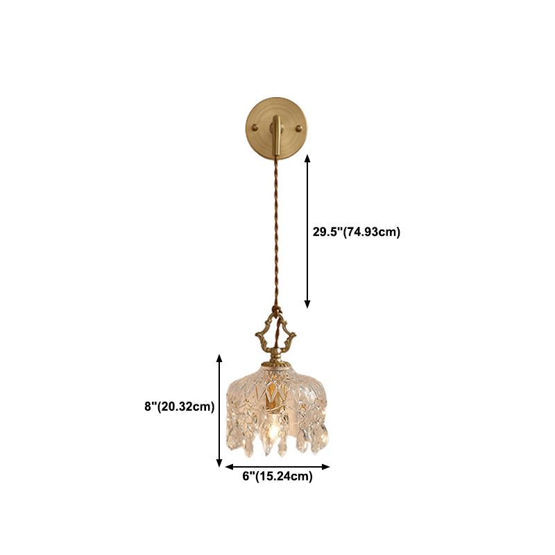 1-Light Wall Lamp Crystal Wall Mount Lamp with Glass Shade for Living Room