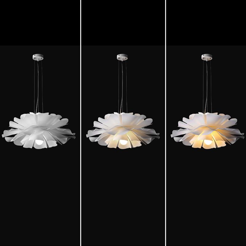 Bedroom Pendant Ceiling Light Nordic White Pendant Light Kit with Floral Acrylic Shade