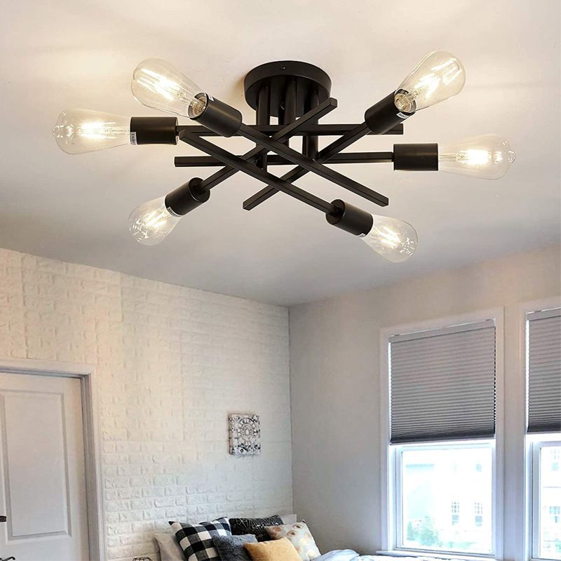 Sputnik Design slaapkamer semi-inbouw vintage metalen multi-licht plafondinbouw in zwart