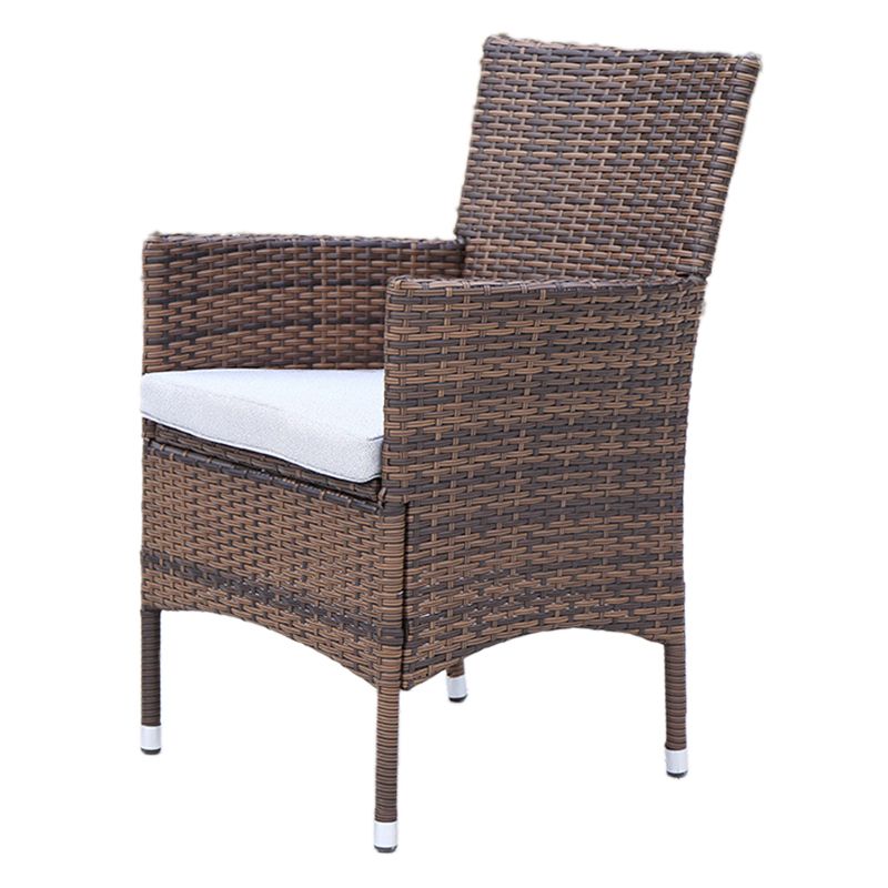 Tropical Brown Patio Dining Chair with Arm Outdoors Dining Chairs