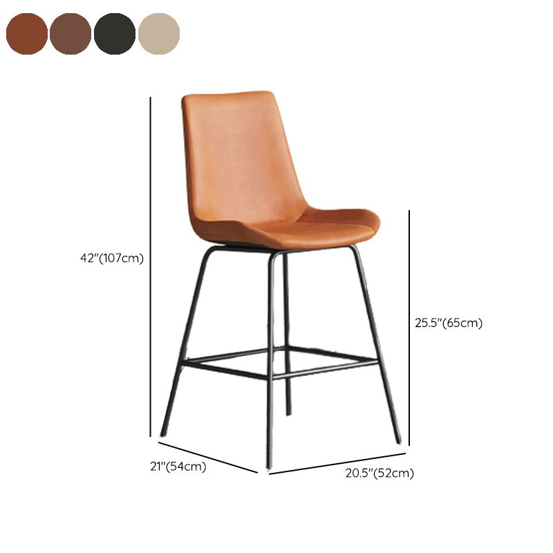 Leather Contemporary Counter & Bar Stools Matte Finish Indoor Stools with Metal Frame