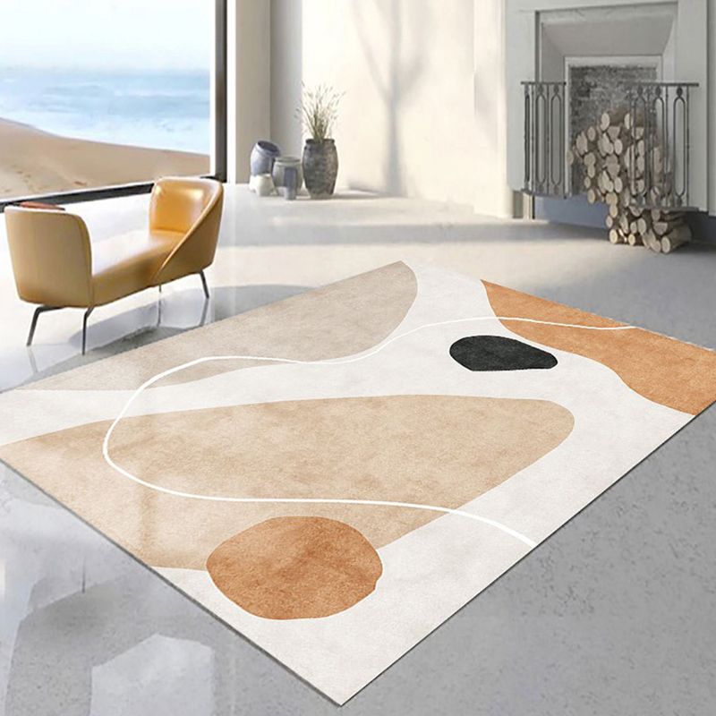 Gray Simple Rug Polyester Striped Indoor Rug Washable Rug for Drawing Room