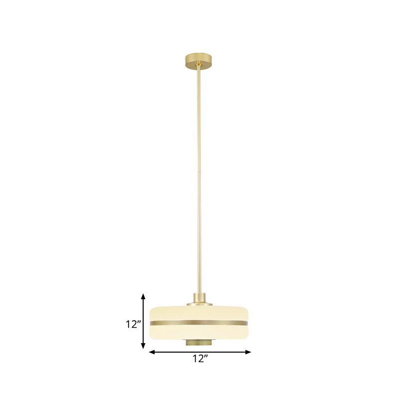 Lampada a ciondolo tamburo vetro bianco postmoderno 1 camera da letto leggera lampada a soffitto appeso