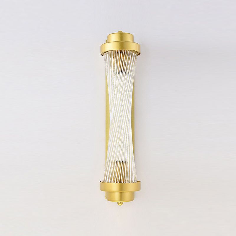 Postmodern Glass Wall Light Cylinder Gold 20" High Wall Sconce for Living Room