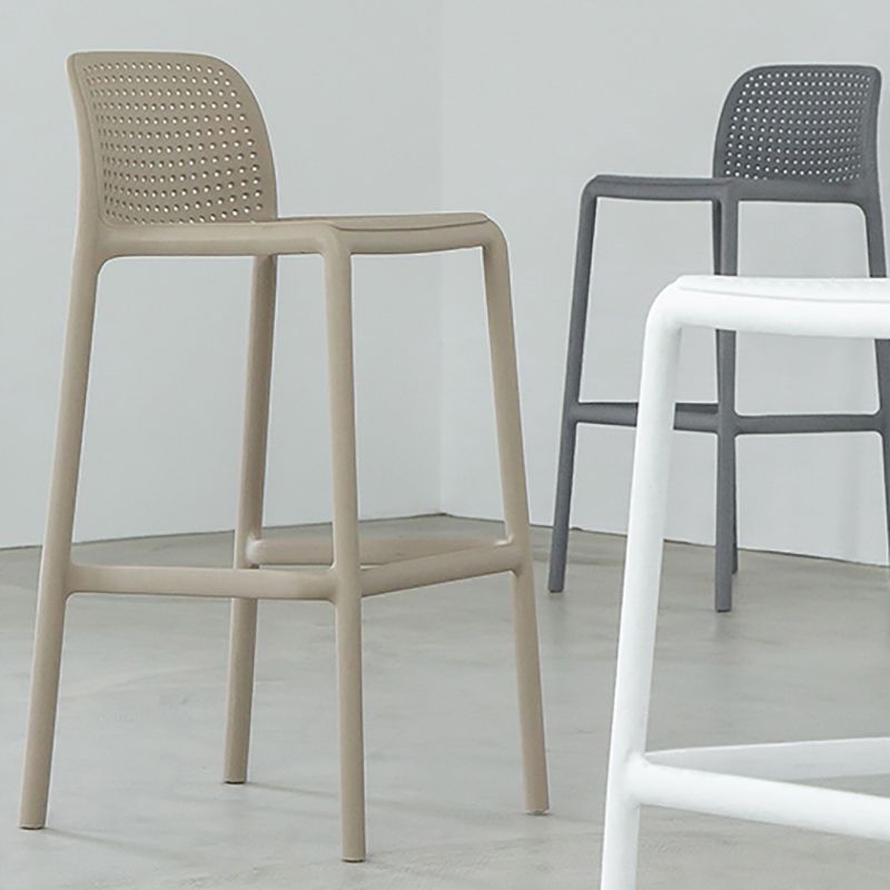 Taburete de bar de plástico para dormitorio, taburete moderno sin brazos con respaldo, asiento de plástico