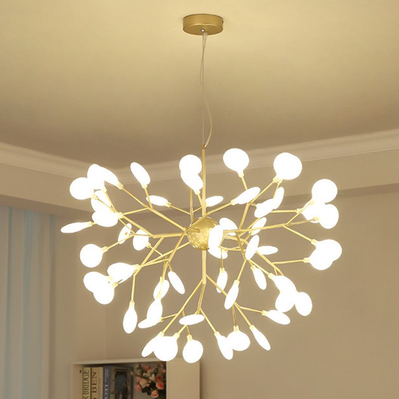 Lampada sospesa in metallo moderno Fireflies Style Lampada in oro per salotto