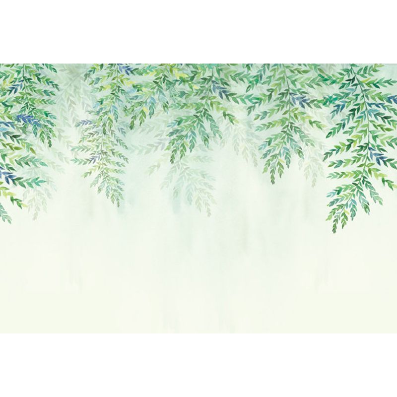 Huge Leaves Mural Decal for Bathroom Botanical Wall Art in Pastel Color, Moisture Resistant
