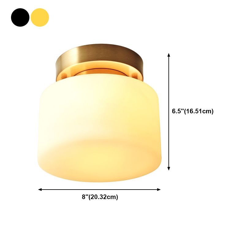 Glass Semi Flush Mount Lighting Cylinder Simple 1 Light Ceiling Fixture