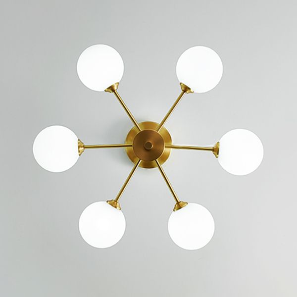 Modern Simplicity Chandelier Light Opal Glass Shade Living Room Lighting Fixture