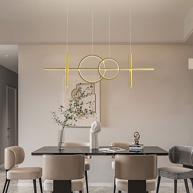 Modern Creative Linear Linear Led Light Light Iron Iron Spendant Light con ombra acrilica