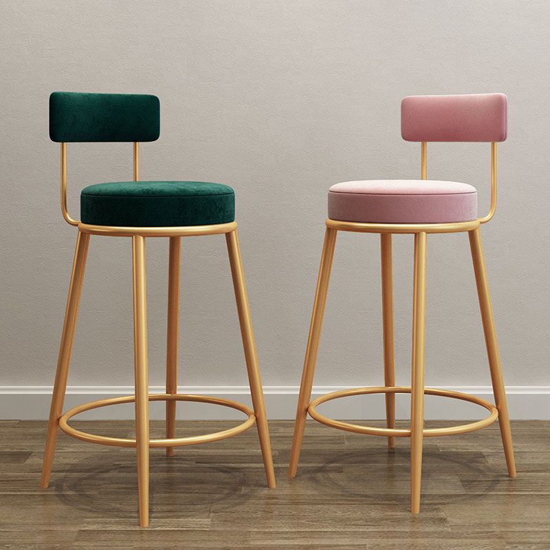 Nordic Style Upholstered Fabric Stools Armless Round Barstools for Home Use