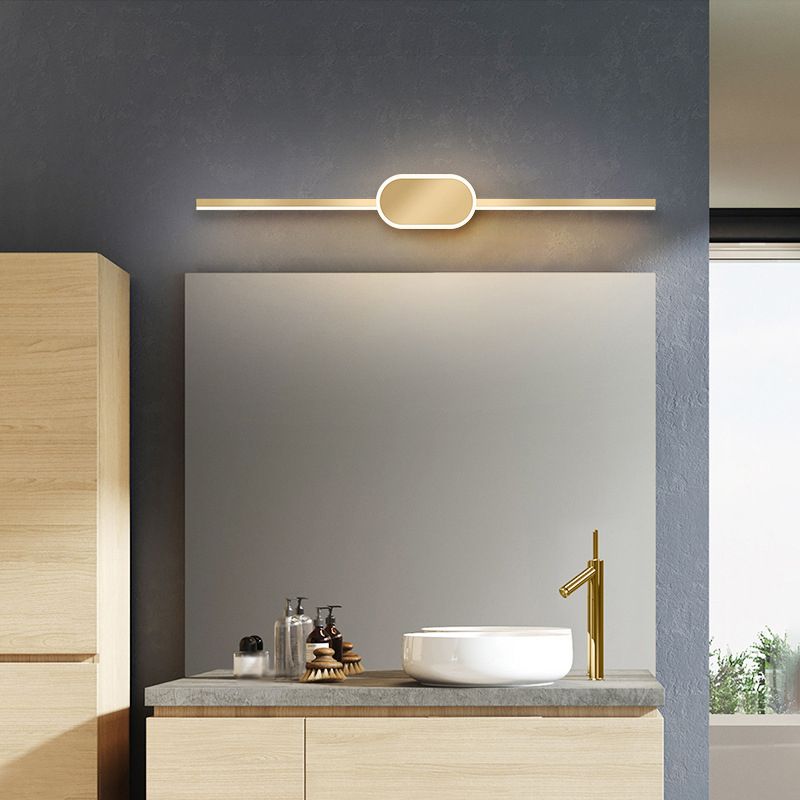 Metal Linear Wall Vanity Light Modern Style 1 Light Vanity Lighting Ideas in Gold