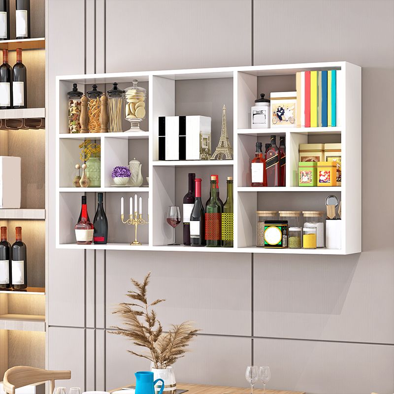 Contemporary Wooden Shelf Bookcase Wall Mounted Floating Bookcase