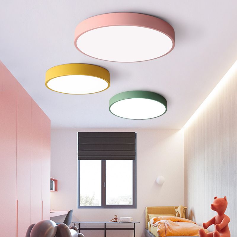 Lampada da soffitto rotonda moderna Macaroon Acrilico 1 Luce LED Flush Mount per camera da letto