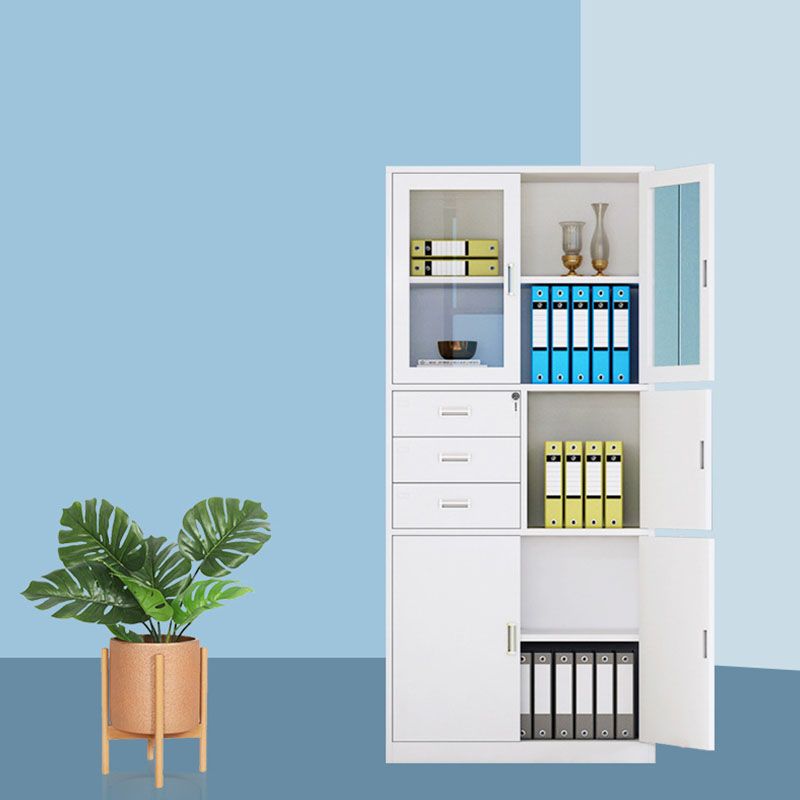 Modern File Cabinet Steel Adjustable Storage Shelves and Locking Drawers Cabinet