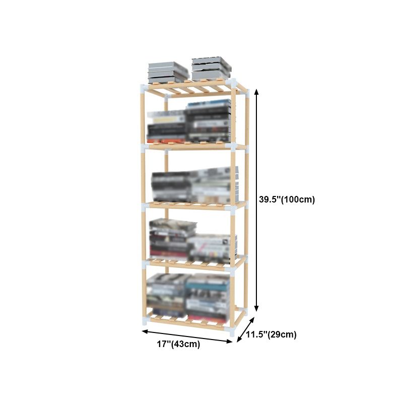 Contemporary Style Bookshelf Open Back Solid Wood in Natural Book Shelf