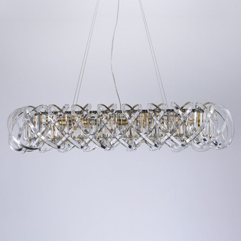 Postmodern Simplicity Geometric Hanging Chandelier Stainless Steel Suspension Lighting for Living Room