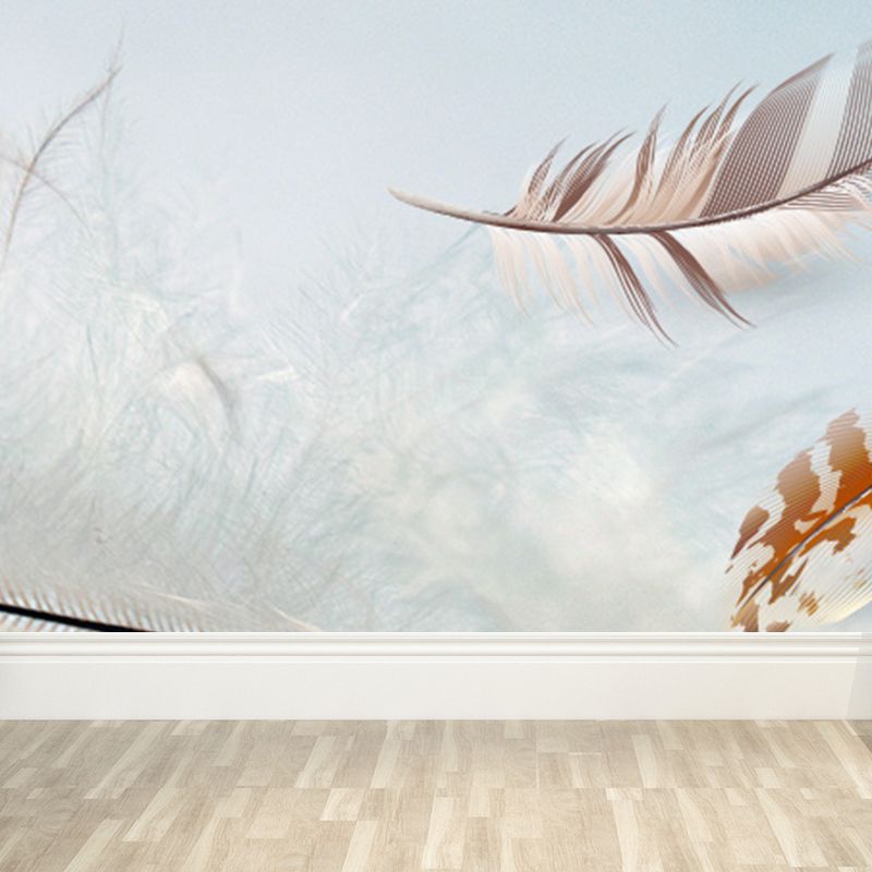 Whole Bird Feather Mural Wallpaper for Wall Decor Contemporary Girls Room Wall Art