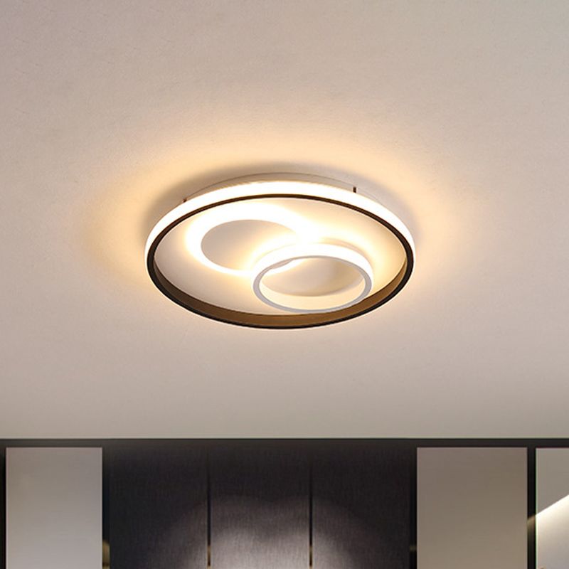 Ronde / carré / DEL rectangulaire Modernisme Aluminium Black Ceiling Mount Lighting in Warm / White Light for Bedroom
