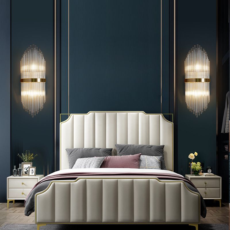 Geometrischer Schatten 2-Lights Wandleuchten Moderner Kristallwandmontageleuchte in Messing