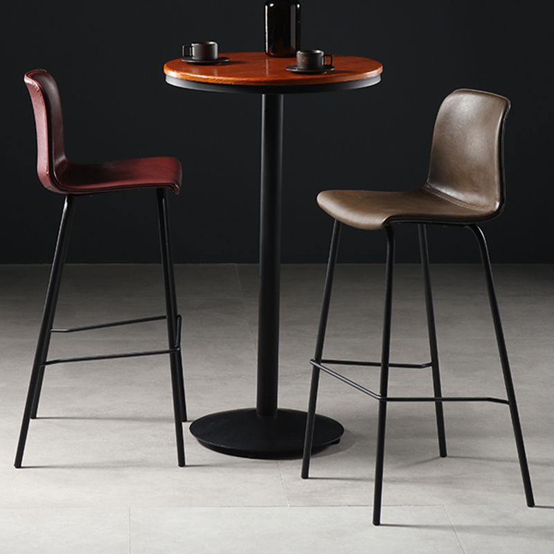 Contemporary Backrest Faux Leather Armless Bar Stool with Footrest