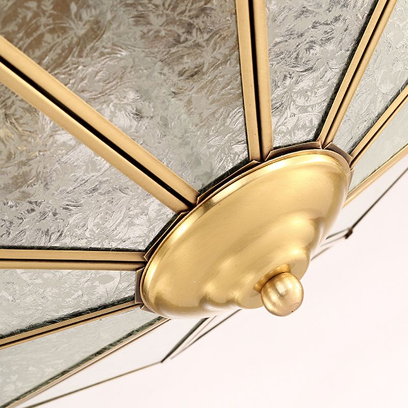 Vintage Shaded Ceiling Light Fixture Glass Ceiling Mount Chandelier in Brass