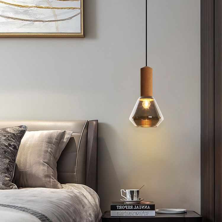 Glazen postmoderne hanglamp 1-licht koperen hangend plafondlicht voor slaapkamer