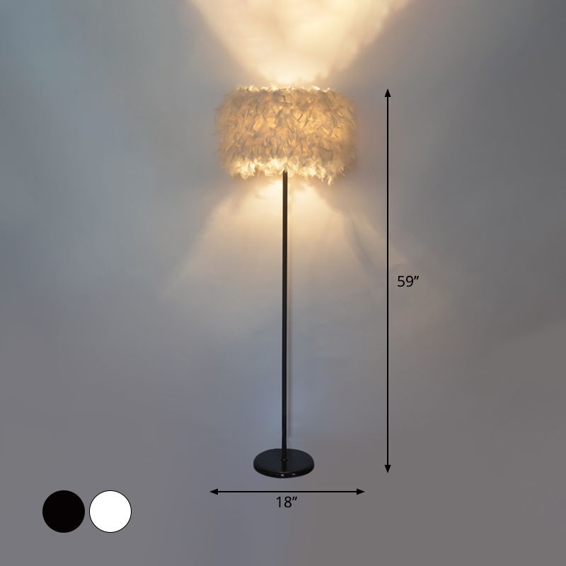 Zwart/witte trommelvloer Lamp Minimalistisch