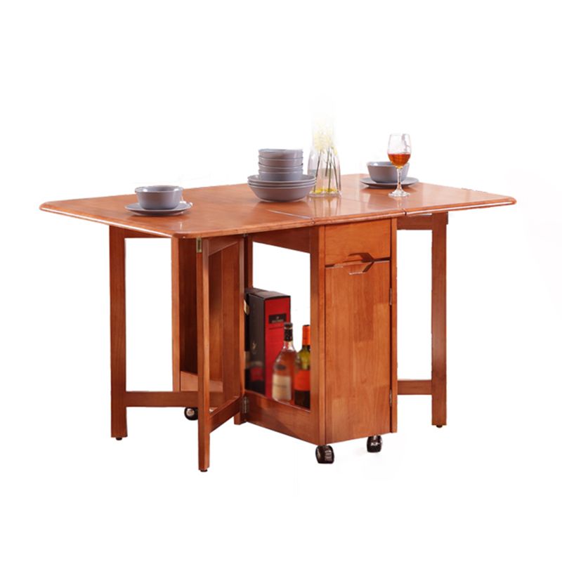 Mid-Century Dining Site Table Rubberwood Solid Wood Folding Dining Table (only Table)