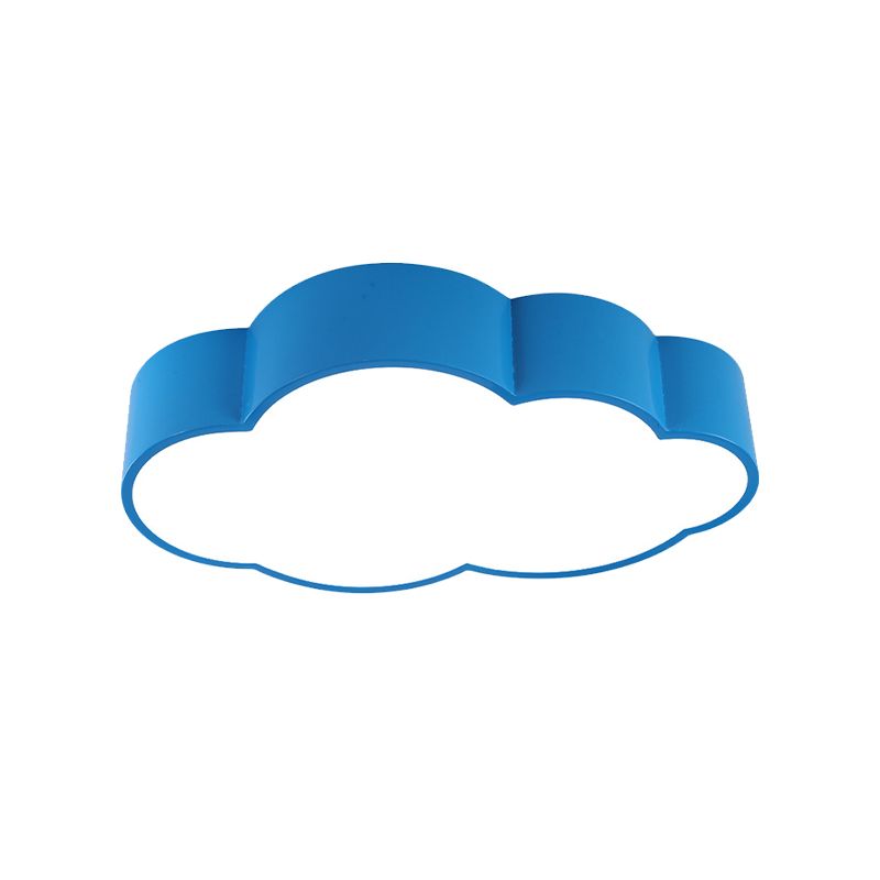 Cloud Iron Flush Ceiling Light Contemporary LED Yellow/Blue Flush Mount Lighting Fixture for Kids Bedroom, 20.5"/24.5" Long