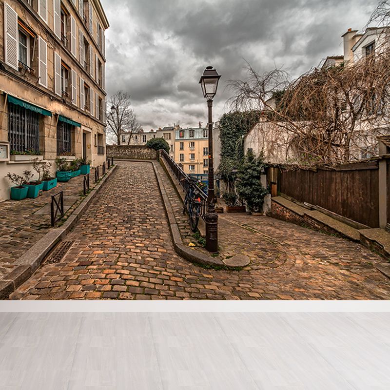 Contemporary Town View Wallpaper Mural Decorative Mildew Resistant Wall Decor for Decoration