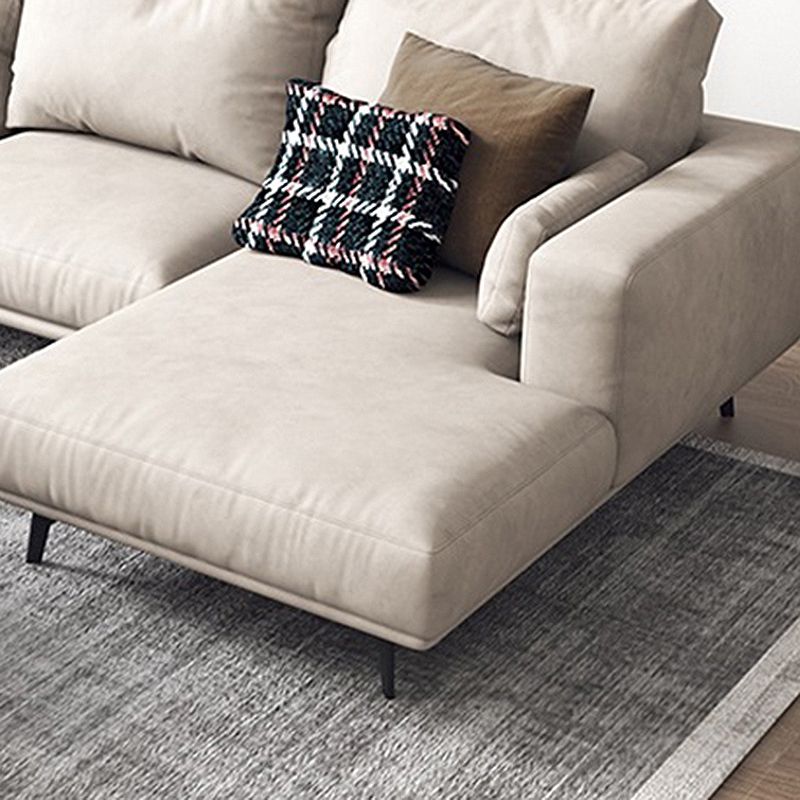 White Faux Leather Sofa & Chaise Loose Back Cushions Sofa - 25.59" H