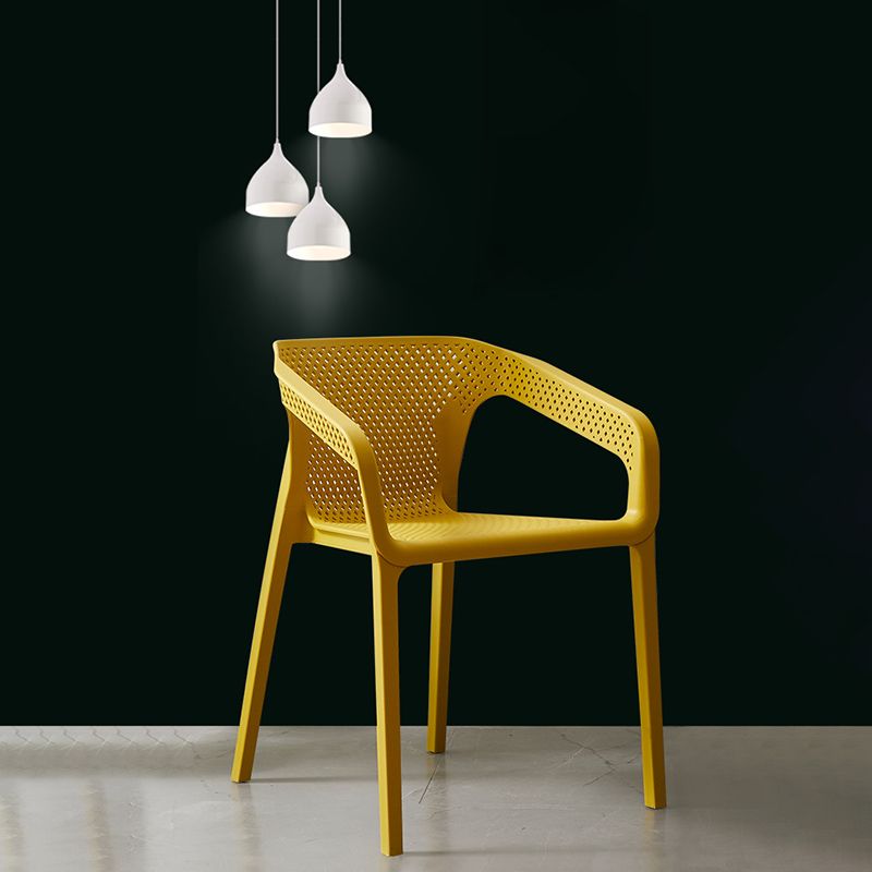 Modern Style Plastic Dining Armchair Open Back Stackable Dining Arm Chair