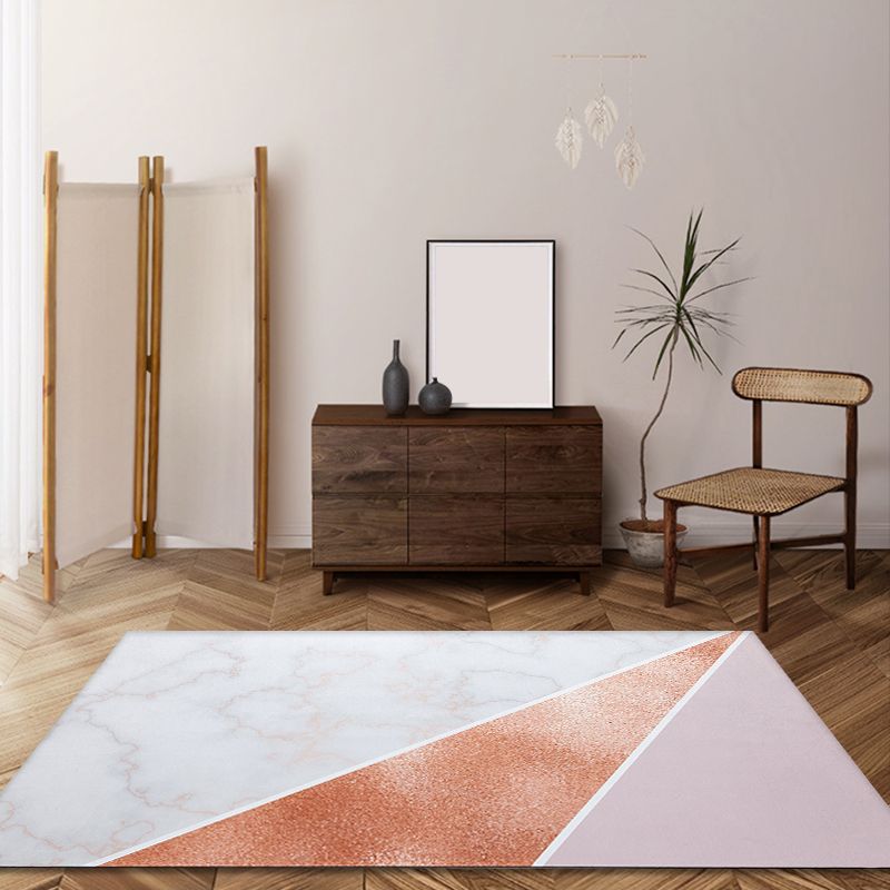 Pink and Beige Bedroom Rug Minimalist Abstract Rug Polyester Washable Anti-Slip Backing Pet Friendly Carpet