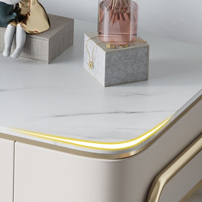 17.71" Wide Make-up Vanity Bright White Wood Vanity Set with 4 Storage Drawers